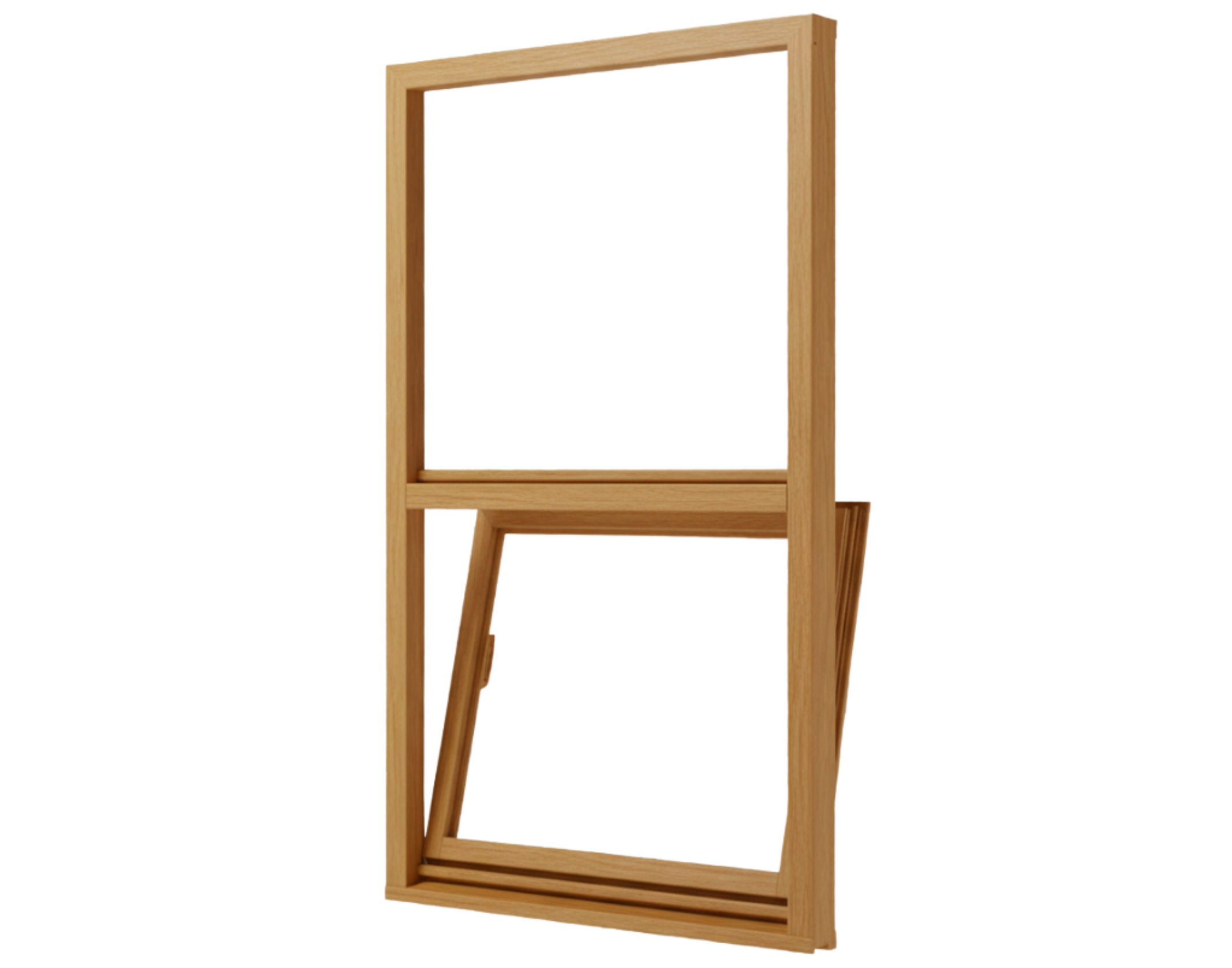 Holzfenster hellbraun aus Holz mit Kippflügel, schlanker Rahmen und sichtbarer Holzmaserung